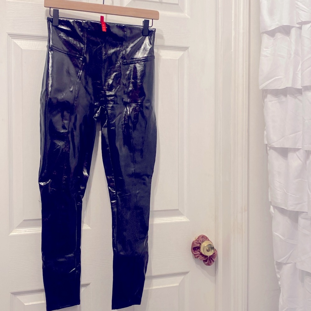 Faux leather tights